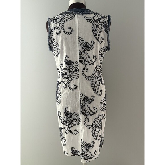 Adore Duster Size M White & Demin Paisley Embroidery Studded Long Vest - Picture 4 of 12